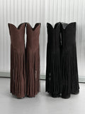 1174 Fringe Western Long Boots (8cm)