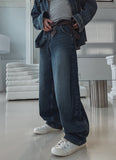 Kusi back band balloon denim pants