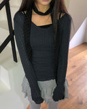 Burin Punched Wavy V-Neck Knit