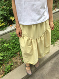 Kira Shirring Cut Nylon Midi Skirt