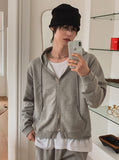 Ruby Damaged Sweat Hood Zip-Up