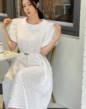 Poish Bubble Jacquard Flare Long One Piece