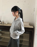 Homer Dot Raglan Two-Way Zipper Long Sleeve Hood Zip-Up