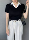 Gelato Color Matching Collar Cool Ribbed Knit