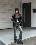 Hazel loose-fit pocket leather jumper