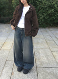 Thyssen Washing Denim Wide Pants