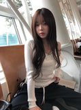Noban Simple Ribbed Half Crop Knit Cardigan