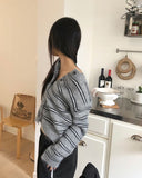 Minun Stripe Color Matching Knit Long Sleeve Cardigan