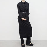 Penaon Back Slit Long One Piece (belt Set)