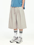 Wide Balloon Pintuck Sweat Bermuda Pants