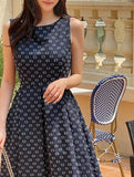 Shuni Jacquard Dot Linen Sleeveless Long One Piece