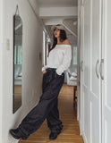 Heart pink stitch indigo denim pants