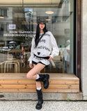 Week Heart Lettering Waffle Sweatshirt