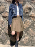 Donic Vintage Washing Pintuck Denim Cropped Jacket