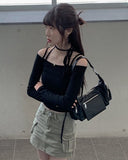 Awesome Choker Off Shoulder Ribbon Tee