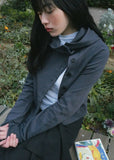 Cowl neck botton hoodie