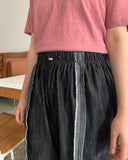 Socif line color matching denim banding pants
