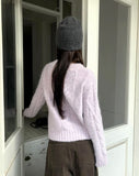Neha loose wool round neck cable knit