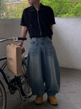 Jet Washing Balloon Denim Pants