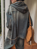 Deep L Washing Beige Hood Denim Jacket