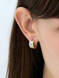 Triple Silver (C) Round Earrings M