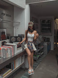 Fake button ribbed cap sleeveless (with cup)