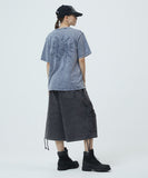 WASHED CUT OFF APPLIQUE SWEAT SHORTS