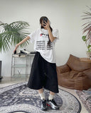 Linen graphic bermuda pants