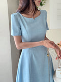 Muria Tweed Notch Shirring Flare One Piece