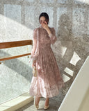 Fate printed chiffon shirring tie one pice