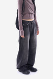 Answer wrinkle washed wide denim pants