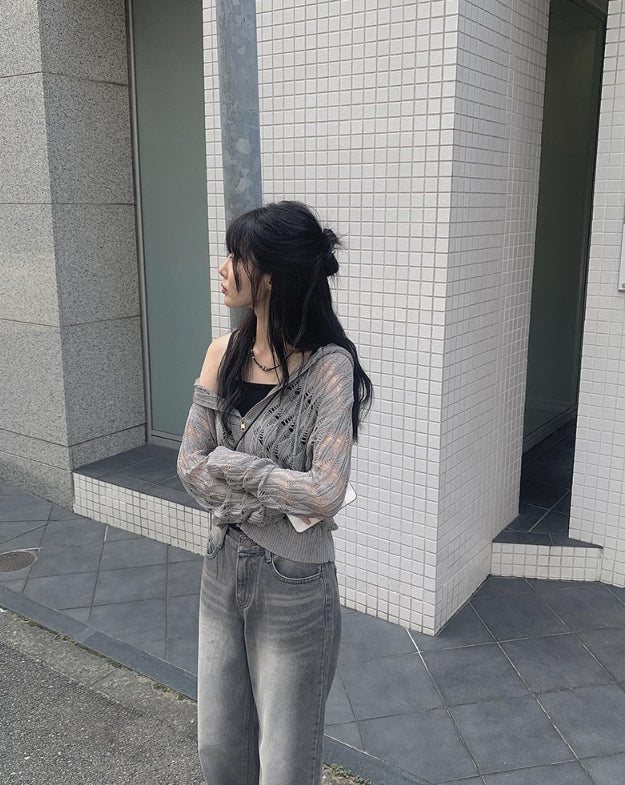 【Anyone more】Tutu Gray Washing Denim Wide Pants Anyone more (エニワンモア) - トゥトゥグレーウォッシング
