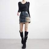 Lane Cargo Denim Skirt