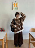 [unisex] Ekkoi Stripe Fleece Over Sweatshirt