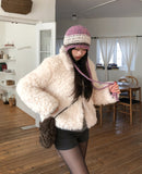 Chewy Shearling Fur Toggle Crossbody Bag