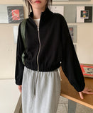 Kenfeed Cropped Knit Zip-Up Cardigan