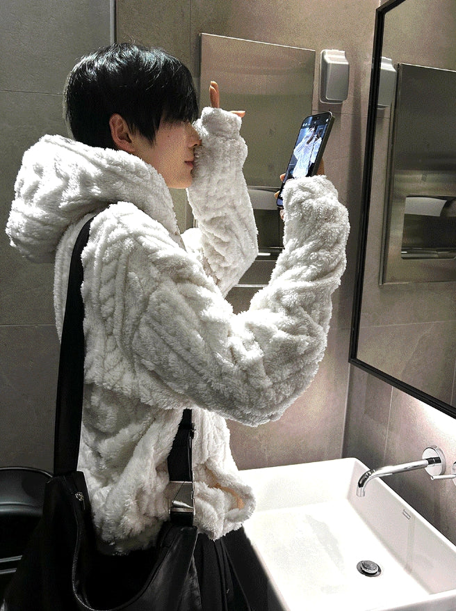 【COSYHARU】Cable Fleece Hood COSYHARU (コシハル) - ケーブルフリースフーディ / Cable