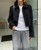 Detone suede cropped collar jacket
