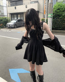 [Muffler set] Dev Flare Sleeveless Mini One Piece Set