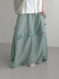 Sieolin Frill See-through Long Skirt