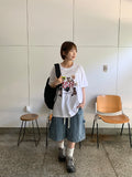 [unisex] Renhi Stripe Banding Denim Bermuda Pants