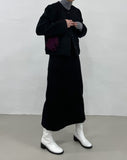 [Muffler set] Cien mohair no-collar short jacket