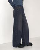 Gut Vintage Washing Rivet Studded Wide Denim Pants