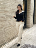 Antore Layered Collar Ribbed Cardigan Knit