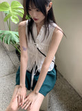 Leeum pleated shirring string sleeveless blouse
