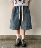 [unisex] Renhi Stripe Banding Denim Bermuda Pants