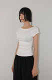 SIDE SHIRRING CAP SLEEVE T