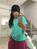 Chibi Color Basic Semi-Crop Short Sleeve Tee