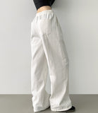 Nanspan banding pin tuck back cut mega wide pants