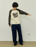 COLLAGE LETTER Camo Raglan Long Sleeve T-Shirt